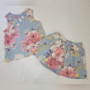 Gap Kids Size M Floral Linen Tank And Skirt Outfit